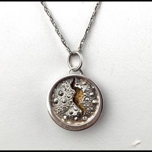 Sterling Silver Coral/Ocean Charm Necklace